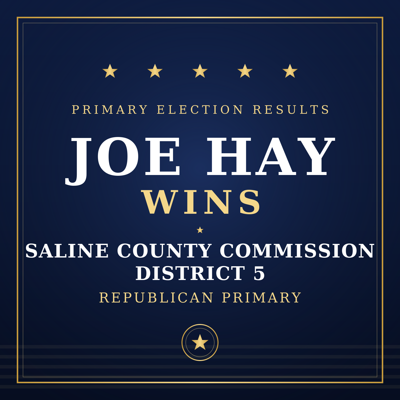 Joe Hay Wins Saline County Commission District 5 Republican Primary
