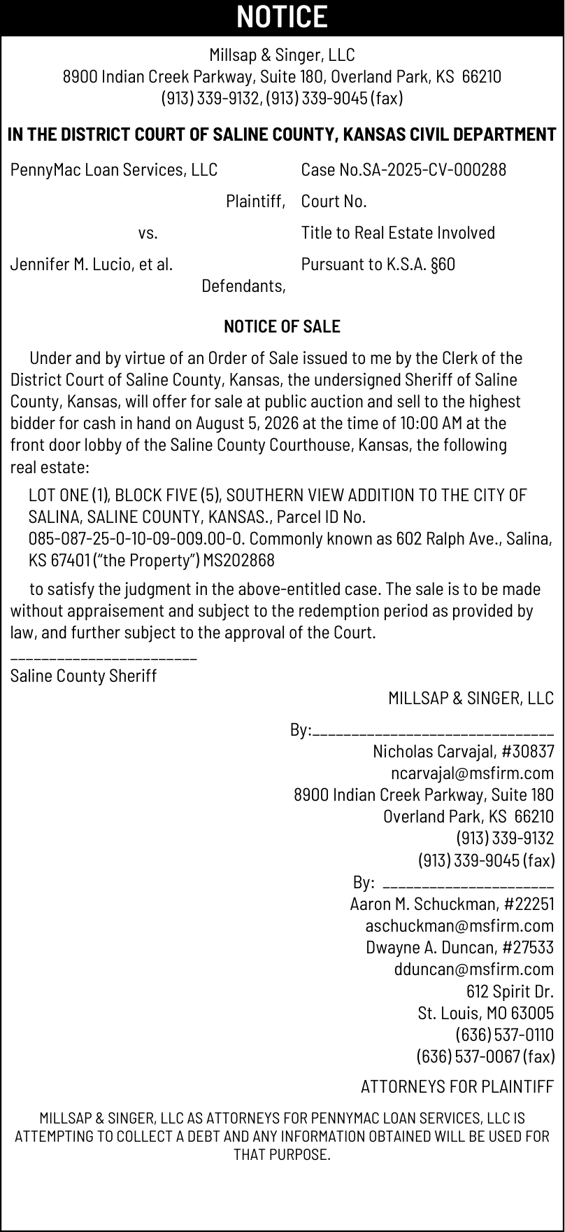 Public notice 855 202868.461853 KJFC published in Salina311 Newspaper July 15 and July 19