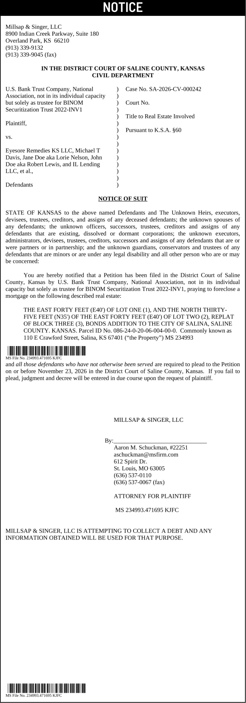 Public notice 986 234993.471695 KJFC published in the Salina311 Newspaper on October 11, 2026