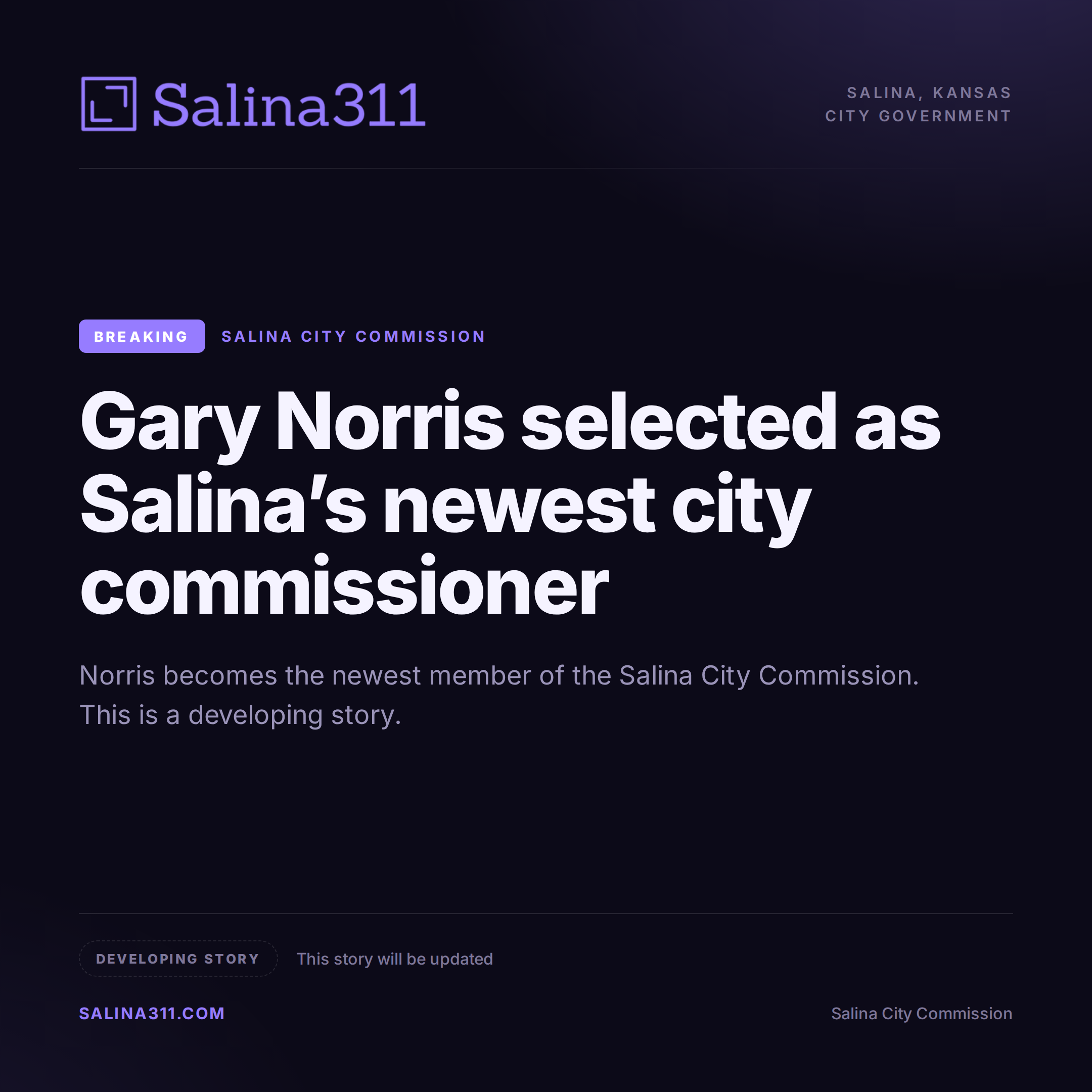 BREAKING: Gary Norris Selected as Salina’s Newest City Commissioner