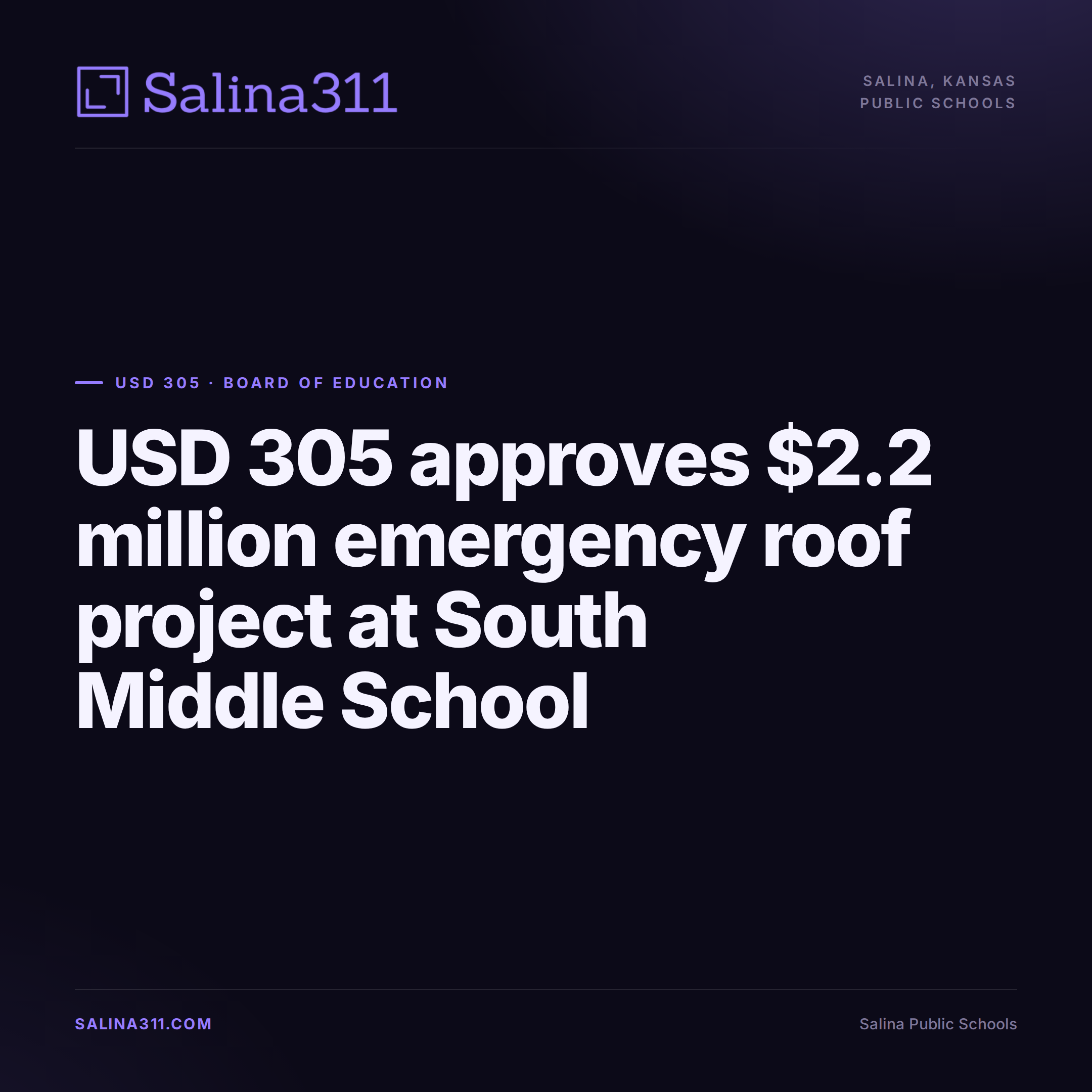 USD 305 Approves $2.2 Million Emergency Roof Project at South Middle School