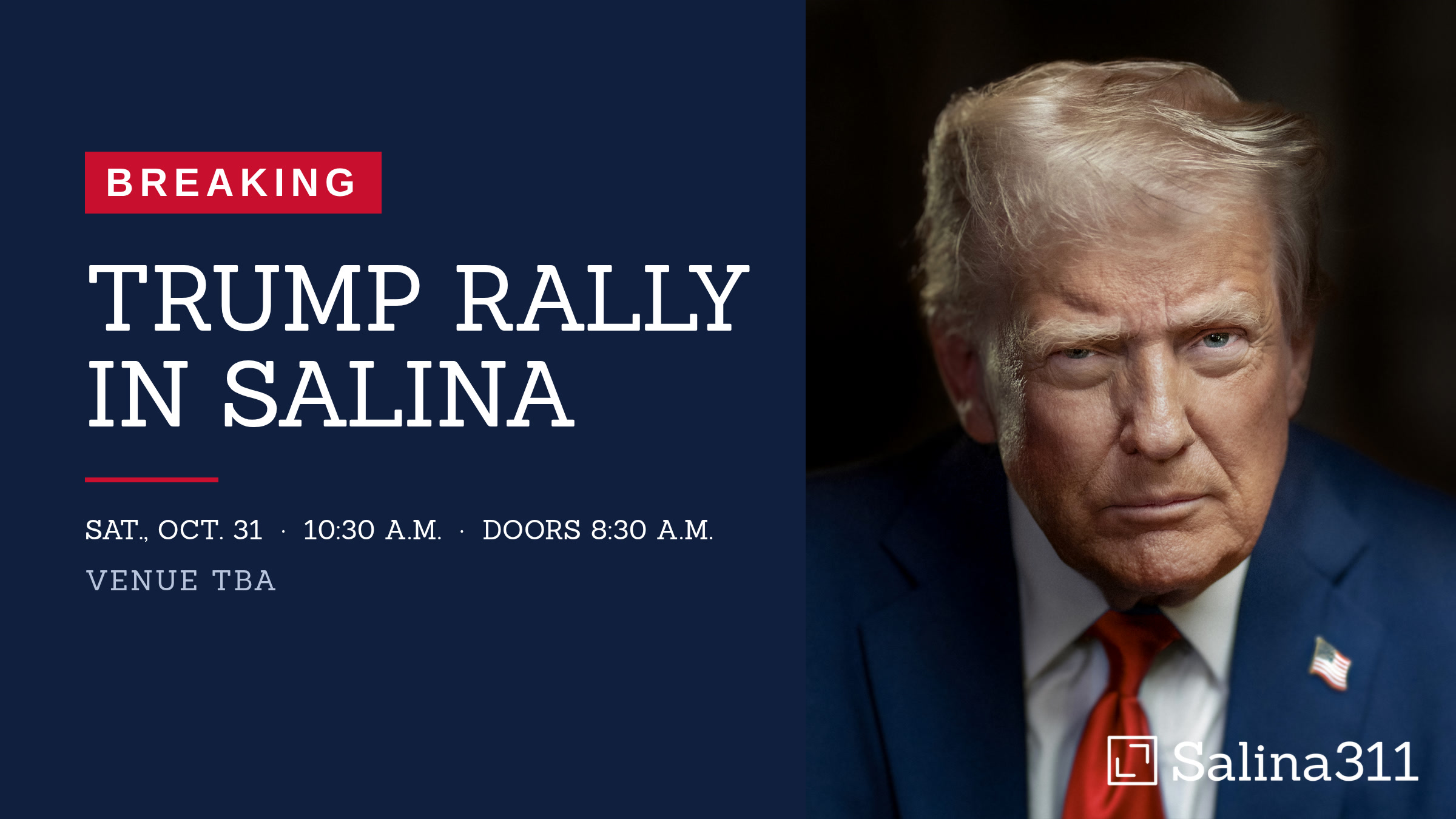 BREAKING: President Trump to hold midterm rally in Salina on Saturday, Oct. 31