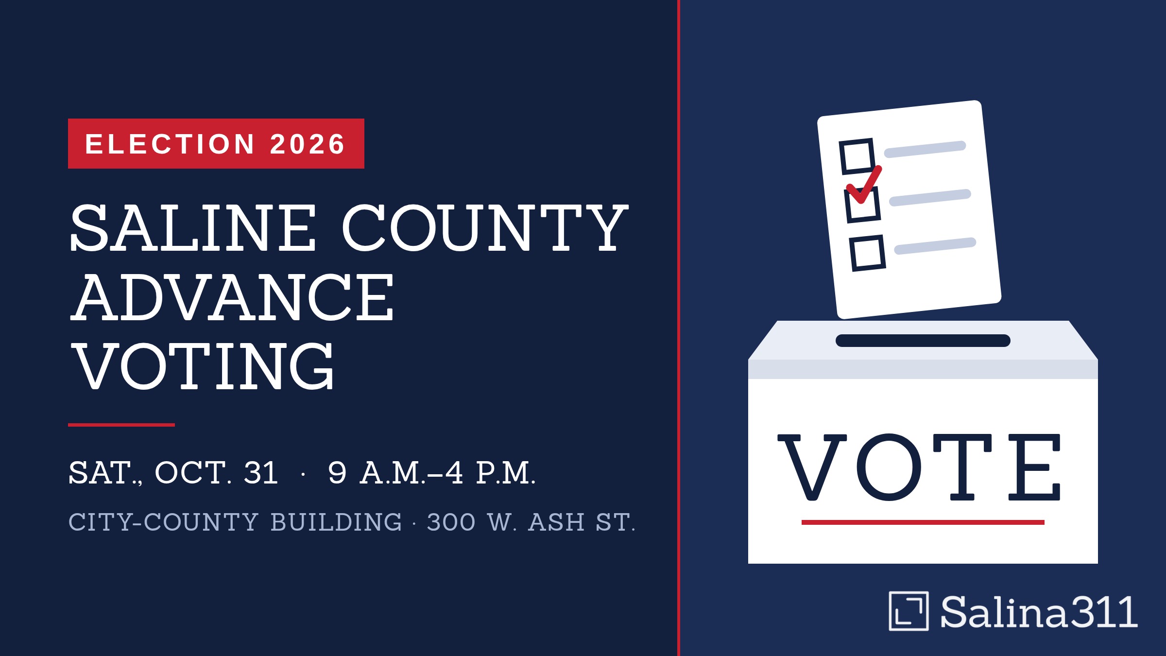 UPDATE: Saline County restores original Saturday advance voting hours