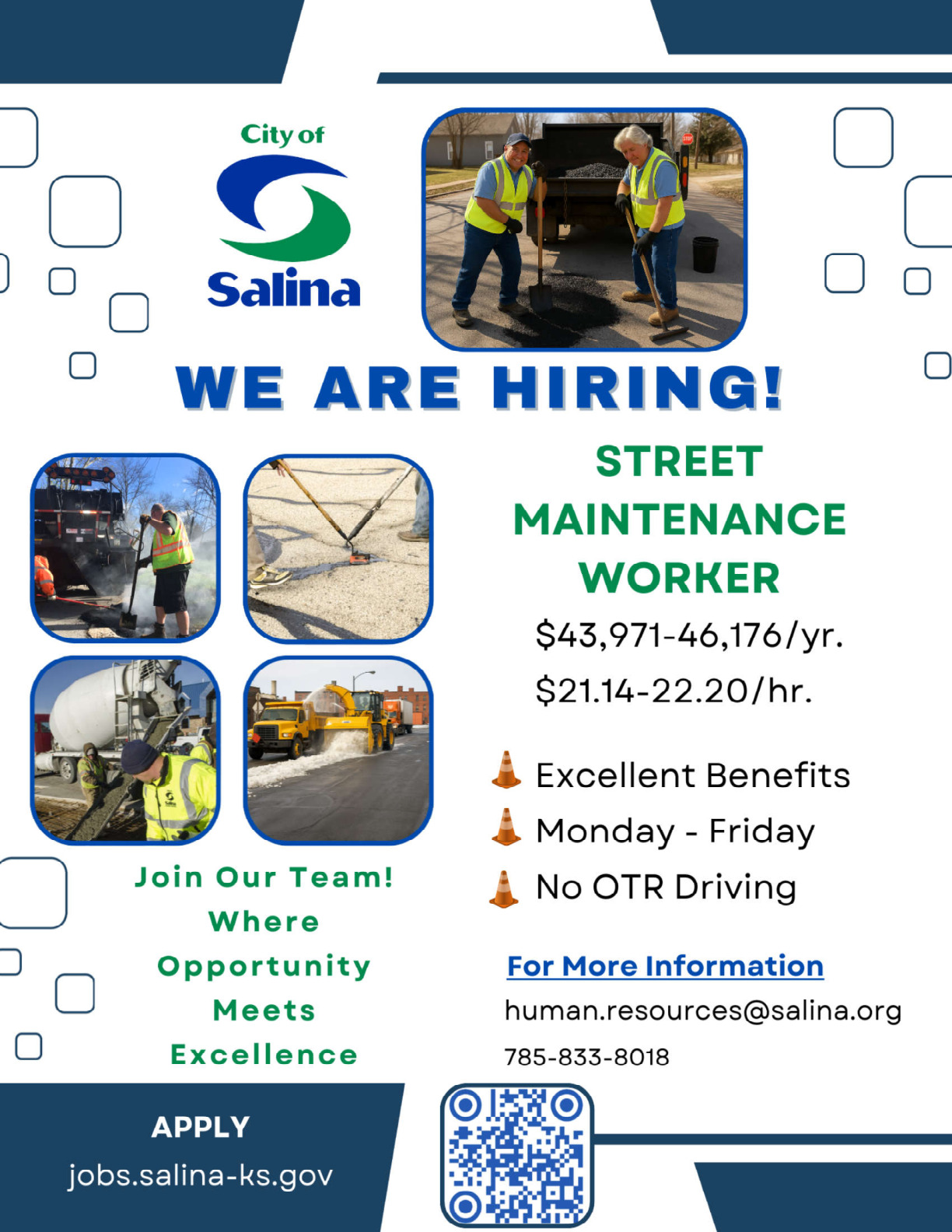 City of Salina Hiring Street Maintenance Worker