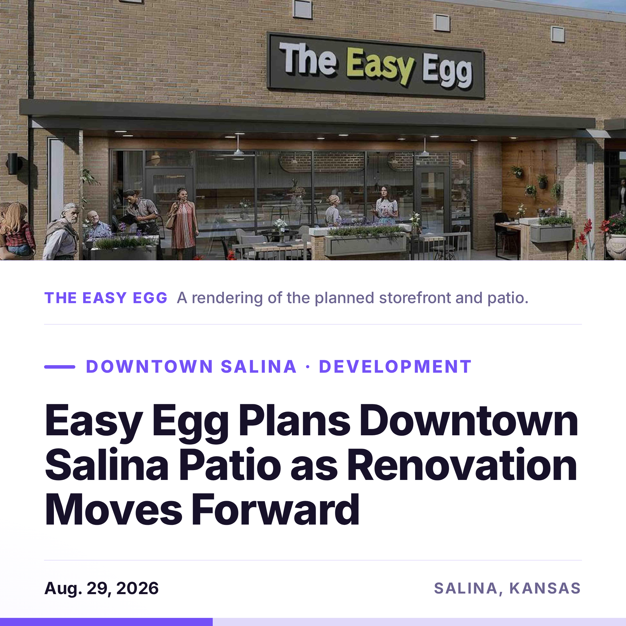 Easy Egg Reveals Patio, Seating and Renovation Plans for Downtown Salina