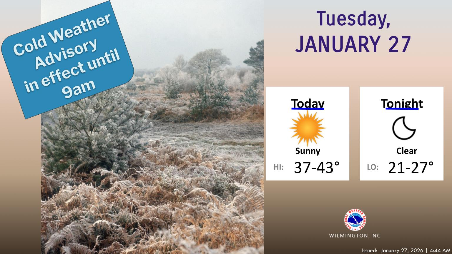 Cold Weather Advisory in Effect - Wilmington Community Dashboard